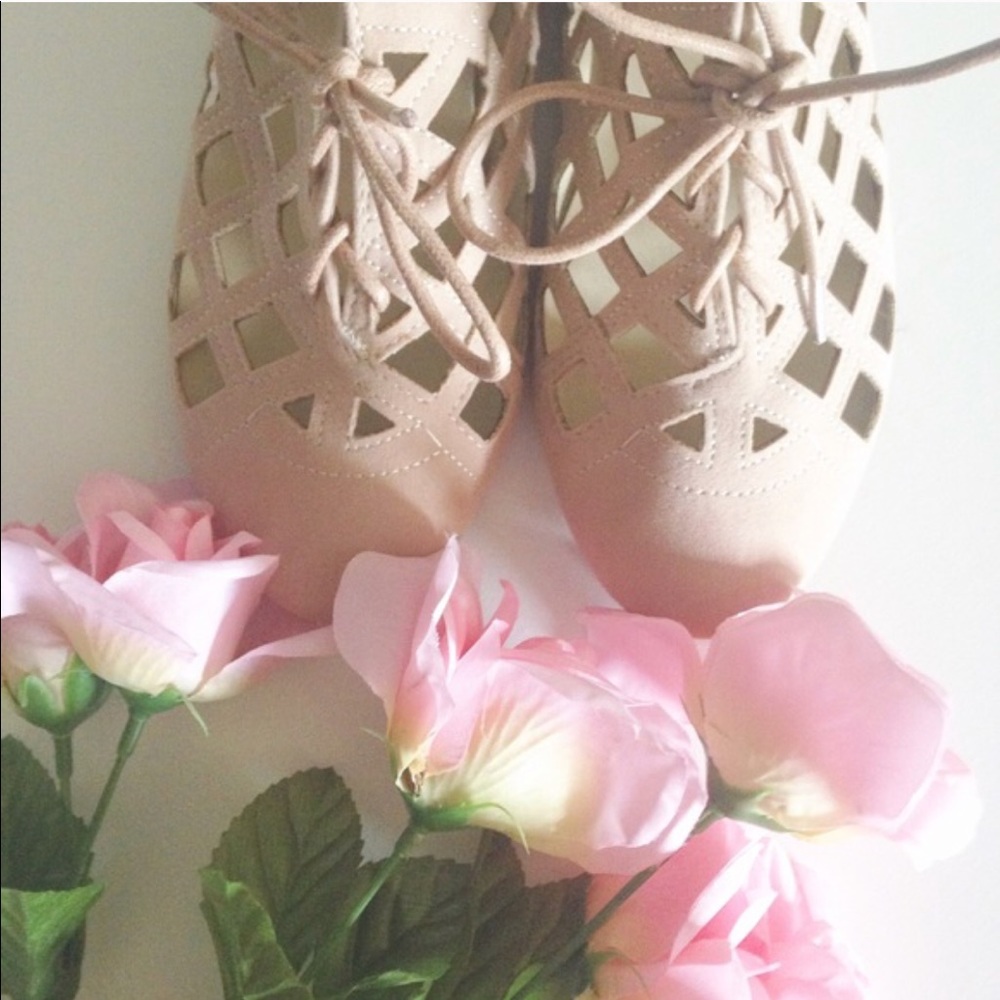 Nude Faux-Suede Cut-Out Oxfords